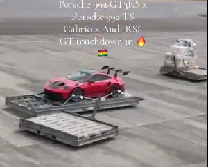 One of the imported luxury supercars at the port