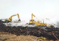Burning excavators