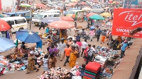 Aerial shot of a busy area in Kumasi