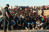 Migrants and asylum seekers receive aid in Ceuta, Spain