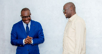 Dr Cassiel Ato Forson (Right) meets with EBID President, Dr George Donkor (Left)