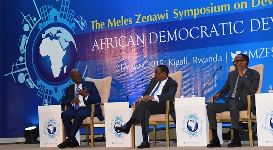 Vice president Amissah-Arthur (left) emphasizing a point at the symposium in Kigali