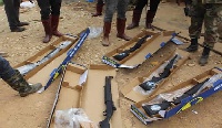 Some seized weapons by the Volta regional Police