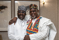 Dr Mahamudu Bawumia and Alhaji Hindu share a very hearty hug during their meeting