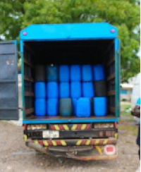 Smuggled fuel loaded in a truck