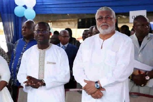 Former President Rawlings with CEO of Jospong Group of Companies