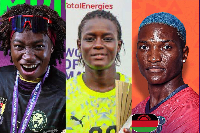 L-R  Michaely Bihina, Adji Ndiaye and Temwa Chawinga