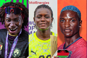L-R  Michaely Bihina, Adji Ndiaye and Temwa Chawinga