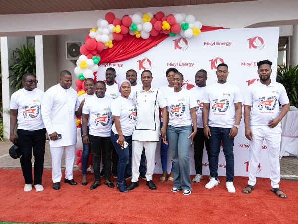 Dr. Nick Danso Adjei, Chairman of MISYL with staff of the company