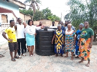 The MCE presented the polytank to the residents of Klokoto