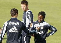 A photo of Daniel Opare training with the Real Madrid first team