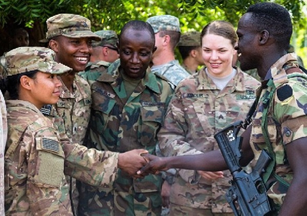 Some US soldiers with Ghanaian soldiers