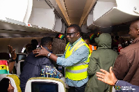 James Gyakye Quayson pictured with some of evacuees from South Africa