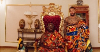 Atletico Madrid striker, Memphis Depay during his visit to Otumfuo in 2023
