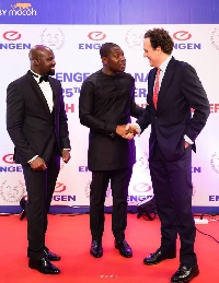 Brent Nartey MD Engen Ghana Ltd; Hon. Krapa (Dep. Minister of Energy) and Guy Hacking (CEO of Mocoh)
