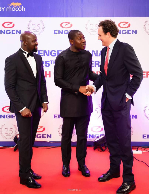 Brent Nartey MD Engen Ghana Ltd; Hon. Krapa (Dep. Minister of Energy) and Guy Hacking (CEO of Mocoh)