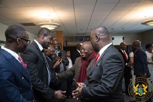 Akufo-Addo exchanging pleasantries with members of the Ghanaian community