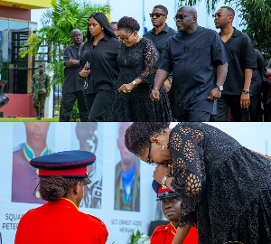 Lordina Mahama wept as she laid the wreath