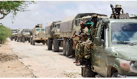 Kenya Defence Forces convoy and personnels pictured during a patrol in Somalia