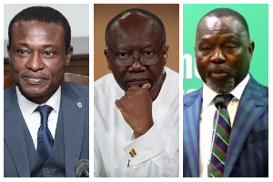 Kissi Agyebeng (L), Ken Ofori-Atta and Dr Dominic Ayine