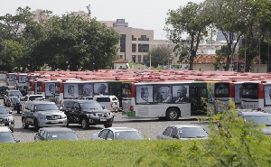The 116 Chinese Huanghai buses was parked at the car park of Parliament