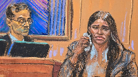 Artist's rendering of Cassie at the trial
