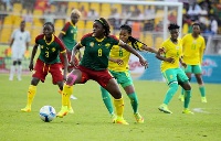 Cameroon midfielder, Raissa Tchuanyo with the ball