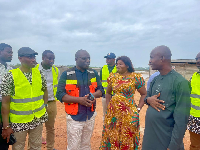 The minister together with his entourage during the two-day inspection tour