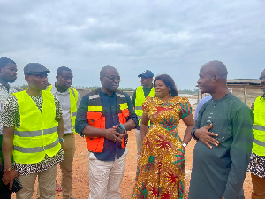 The minister together with his entourage during the two-day inspection tour