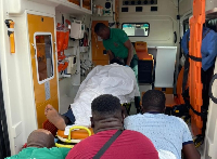 A photo of when Hawa Koomson's son was being transported to the 37 Hospital