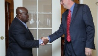 President Akufo-Addo exchanging pleasantries with Jonathan Nash, Acting CEO of the MCC