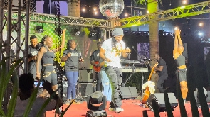 Hezron with his dancers and backing vocalists during the launch of his album