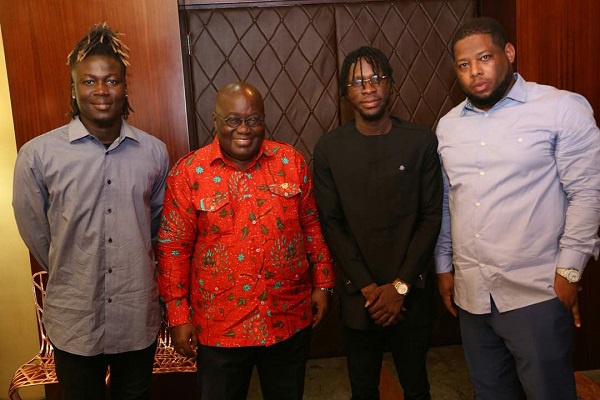 Dblack, DJ Breezy, Wisa Gried with President Nana Akuffo-Addo