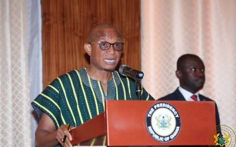 Information Minister, Mustapha Hamid addressing the media