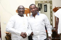 Kenpong (R) in a handshake with Dr Mahamudu Bawumia