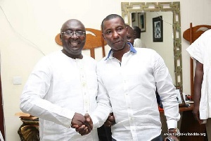 Kenpong (R) in a handshake with Dr Mahamudu Bawumia