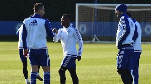 Ghana forward Christian Atsu with Chelsea skipper John Terry