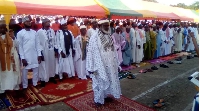 Imam Ahmed Alhaji Yahaya Nanjo leading the prayers in Wa
