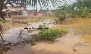 The rains submerged about five houses