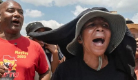 Relatives, union staff and members of the local community have been protesting outside the mine