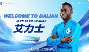 Alex Tayo Akande will play alongside Boateng in the Dalian Yifang attack