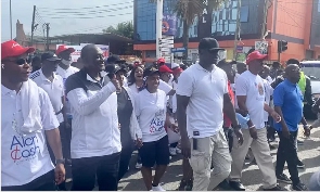 Alan Kyerematen, (second left) during the 'aduru wo so walk'