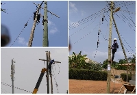 ECG official repairing its pole GhanaWeb reported on February 12, 2024