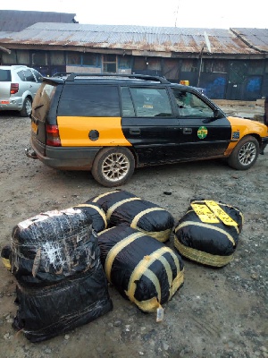 The vehicle that had the five wrapped sacks of plant substance suspected to be Indian hemp