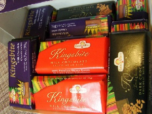A photo of some chocolate products on the Ghanaian market