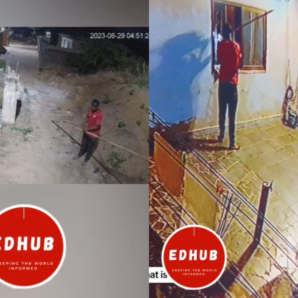 Watch how a thief used a long stick to steal a mobile phone at KasoaTuba