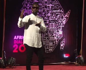 Sarkodie speaking at the 2017 edition of Africa Dialogues