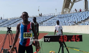Seidu Mammoudou Baba finished second in his heat of the men’s 400m hurdles