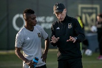 Latif Blessing with coach Bob Bradley