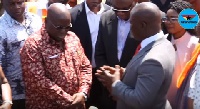 President Akufo-Addo being briefed during his visit to the gas explosion scene on Monday October 9